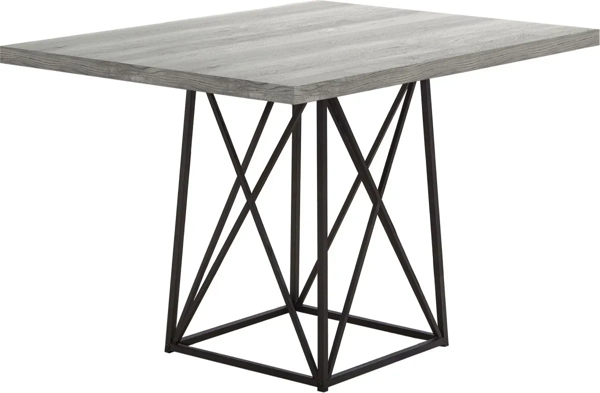 Dining Table, 48" Rectangular, Small, Kitchen, Dining Room, Metal, Laminate, Grey, Black, Contemporary, Modern