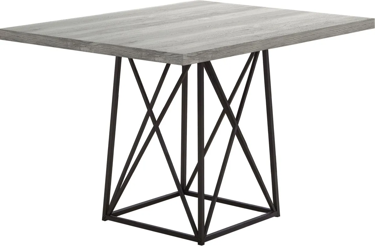 Dining Table, 48" Rectangular, Small, Kitchen, Dining Room, Metal, Laminate, Grey, Black, Contemporary, Modern