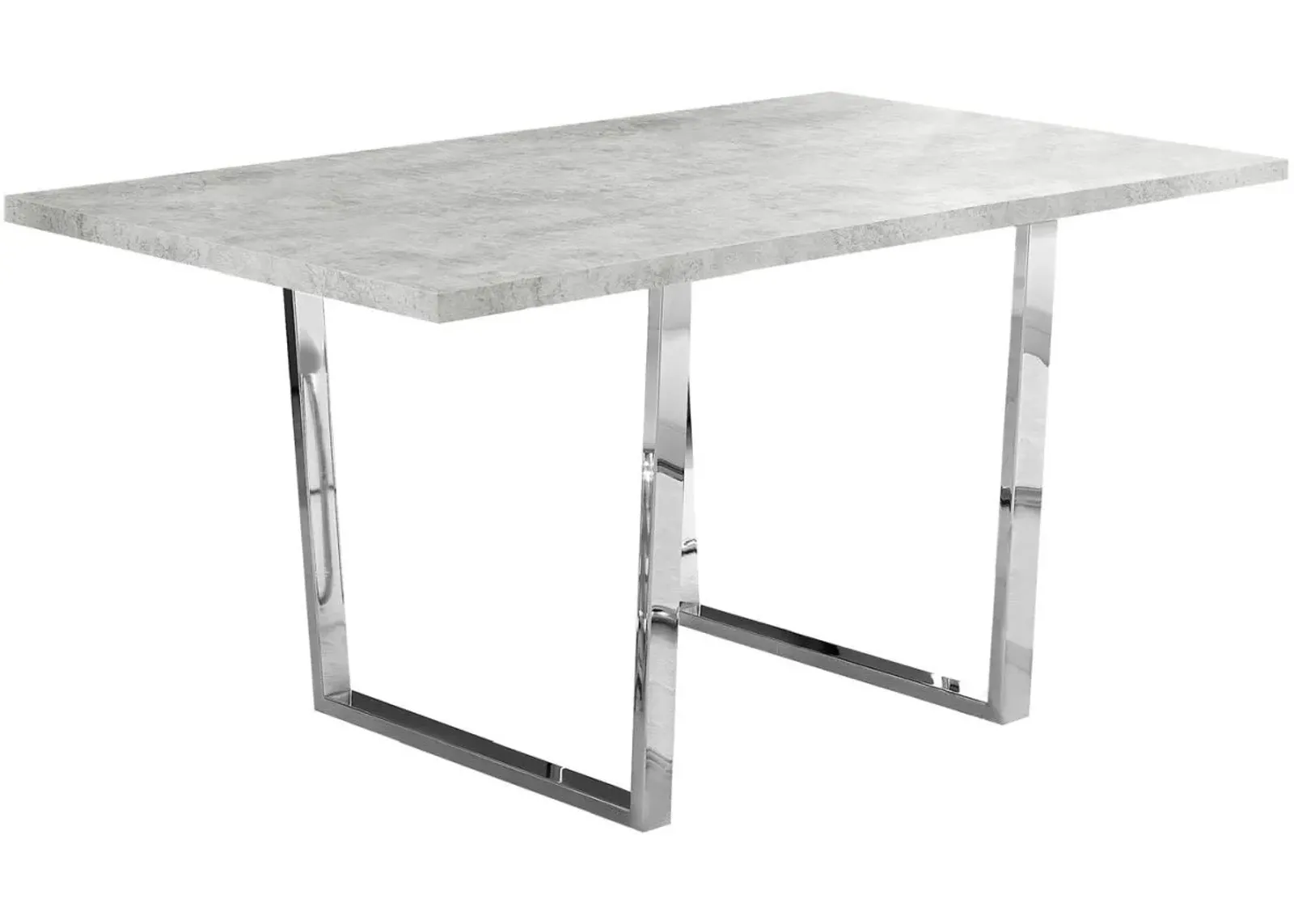 Dining Table, 60" Rectangular, Kitchen, Dining Room, Metal, Laminate, Grey, Chrome, Contemporary, Modern