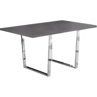 Dining Table, 60" Rectangular, Kitchen, Dining Room, Metal, Laminate, Grey, Chrome, Contemporary, Modern