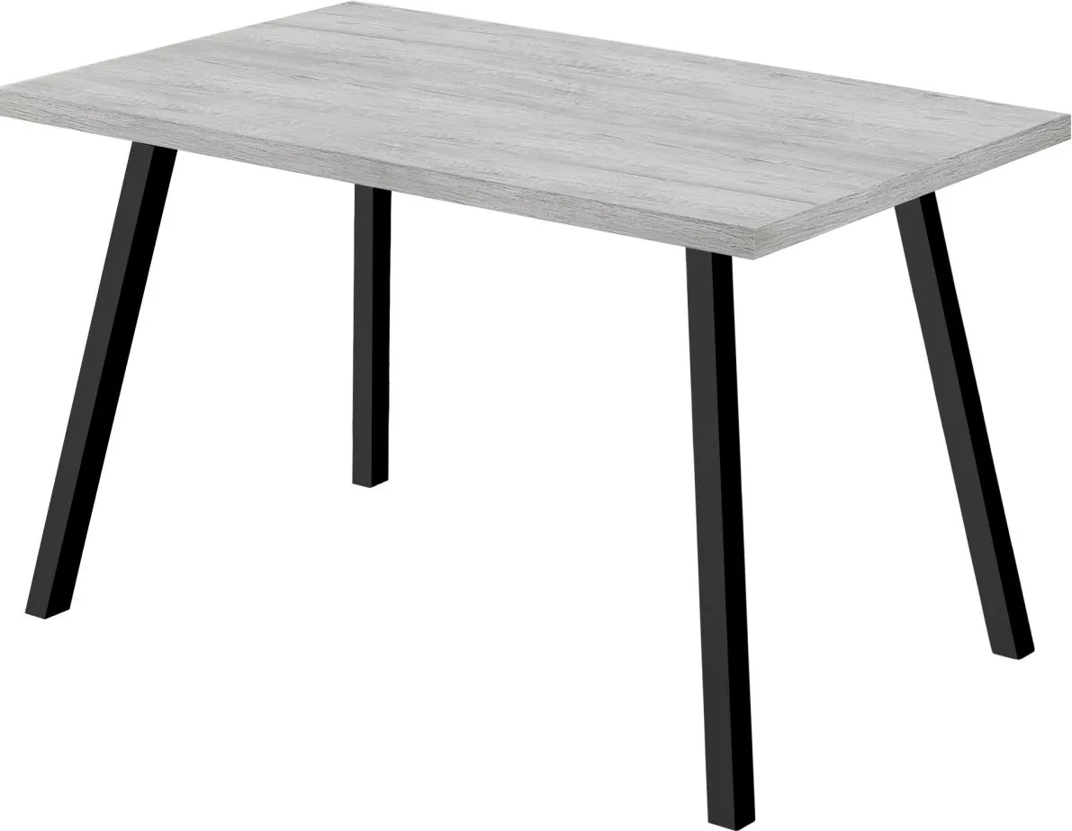 Dining Table, 60" Rectangular, Kitchen, Dining Room, Metal, Laminate, Grey, Black, Contemporary, Modern