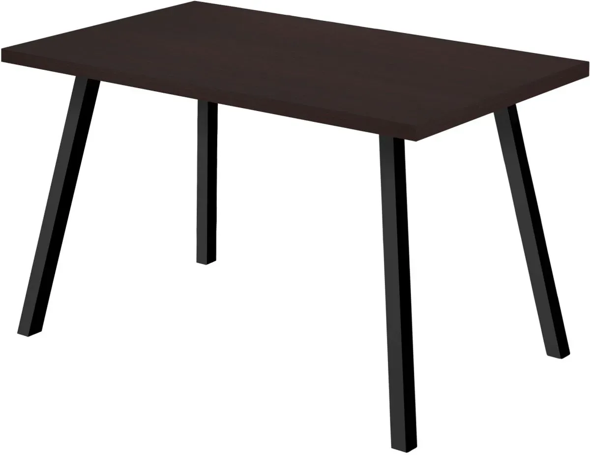 Dining Table, 60" Rectangular, Kitchen, Dining Room, Metal, Laminate, Brown, Black, Contemporary, Modern