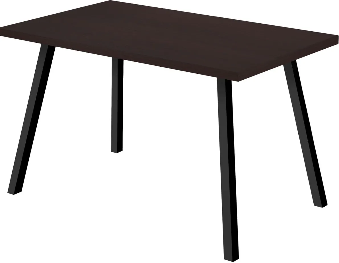 Dining Table, 60" Rectangular, Kitchen, Dining Room, Metal, Laminate, Brown, Black, Contemporary, Modern