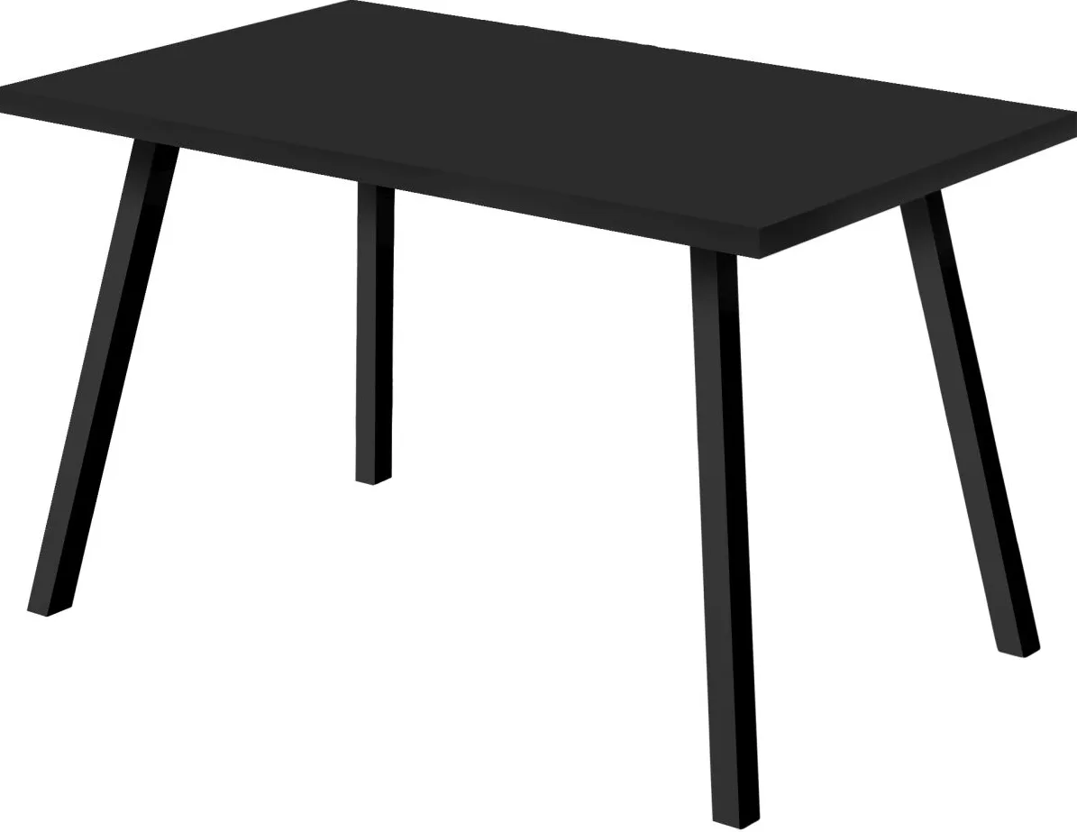 Dining Table, 60" Rectangular, Kitchen, Dining Room, Metal, Laminate, Black, Contemporary, Modern