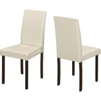 Dining Chair, Set Of 2, Side, Upholstered, Kitchen, Dining Room, Pu Leather Look, Wood Legs, Beige, Brown, Transitional