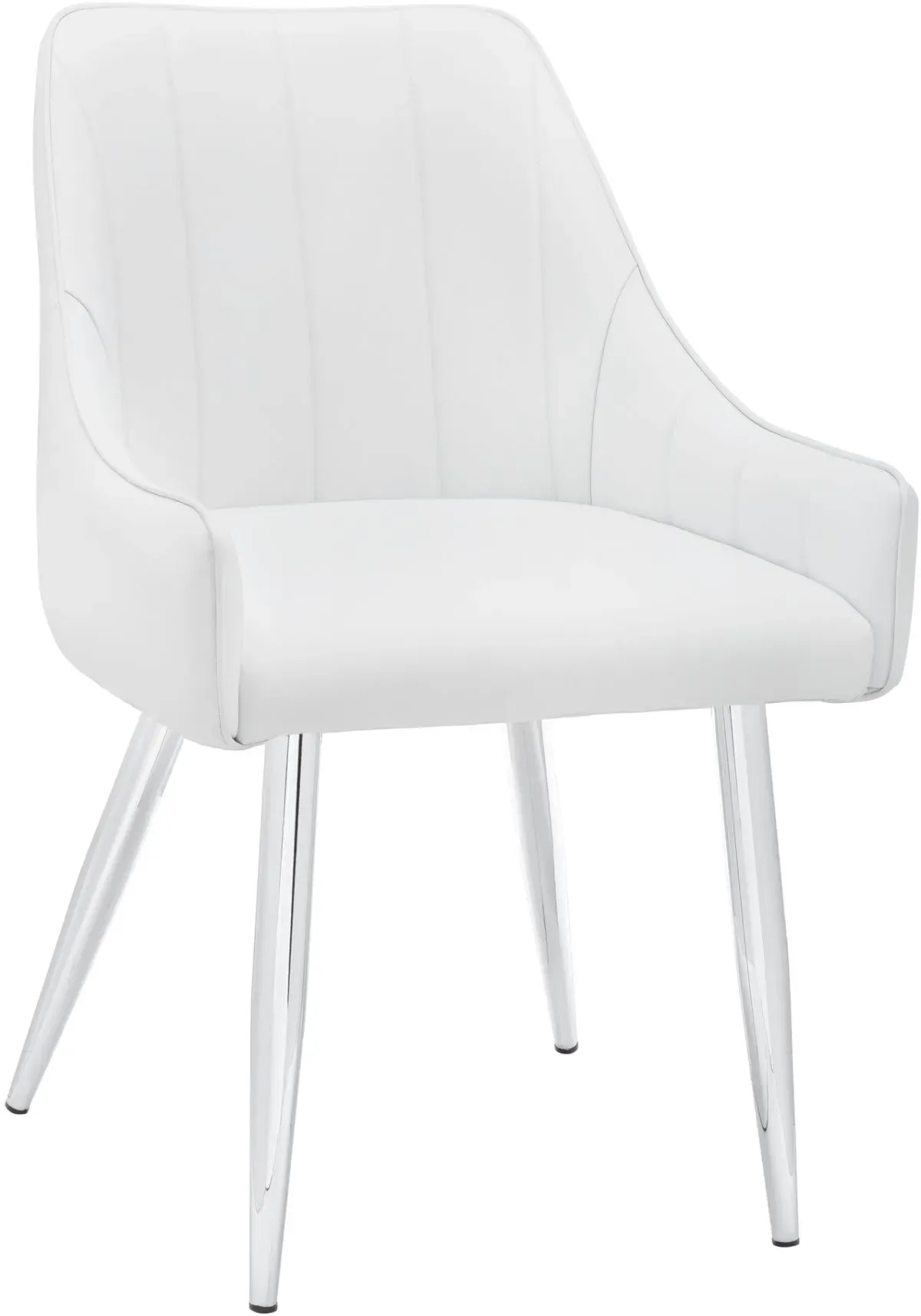 Dining Chair, Set Of 2, Side, Upholstered, Kitchen, Dining Room, Pu Leather Look, Metal, White, Chrome, Contemporary, Modern