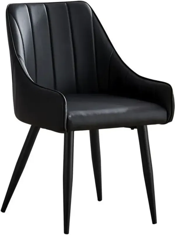Dining Chair, Set Of 2, Side, Upholstered, Kitchen, Dining Room, Pu Leather Look, Metal, Black, Contemporary, Modern