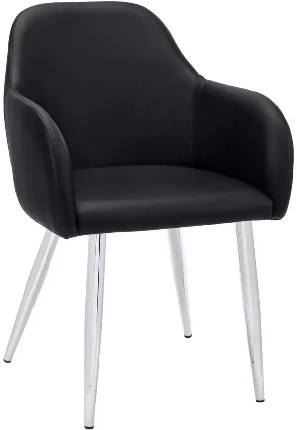 Dining Chair, Set Of 2, Side, Upholstered, Kitchen, Dining Room, Pu Leather Look, Metal, Black, Chrome, Contemporary, Modern