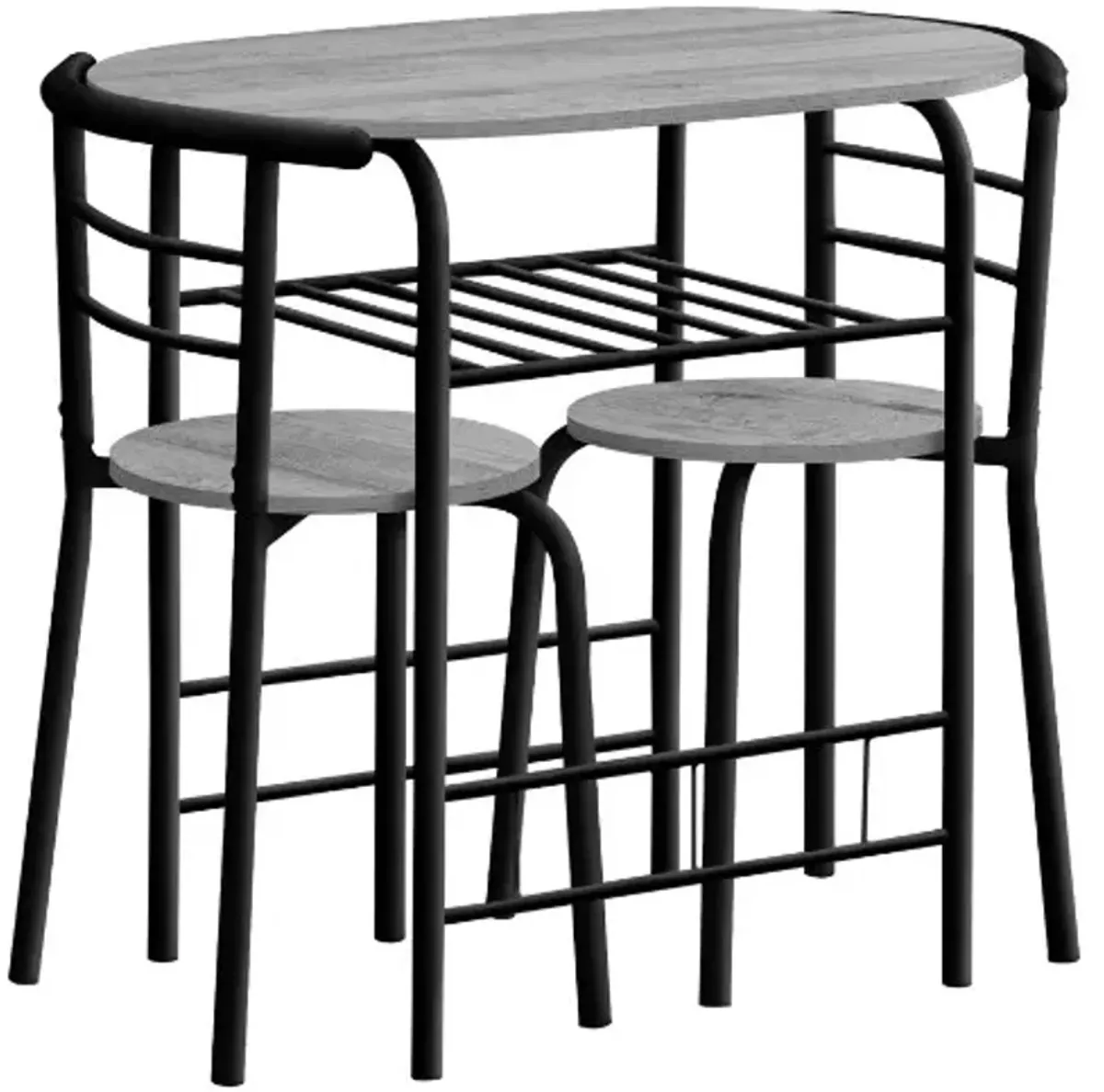 Monarch Specialties Inc. 3-Piece Black/Grey Dining Table Set