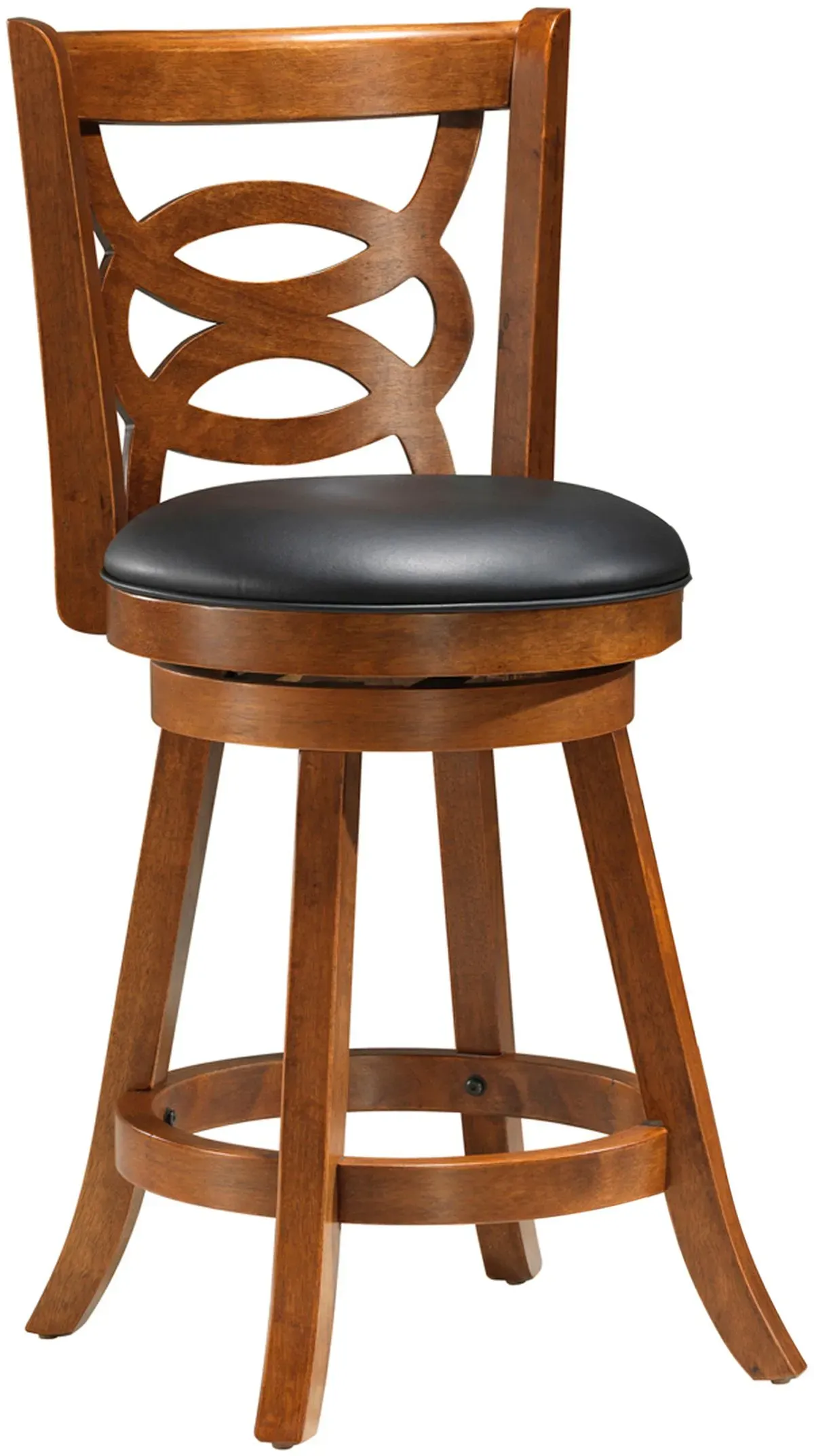 Bar Stool, Set Of 2, Swivel, Counter Height, Kitchen, Wood, Pu Leather Look, Brown, Black, Transitional