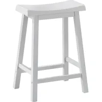 Bar Stool, Set Of 2, Counter Height, Saddle Seat, Kitchen, Wood, White, Contemporary, Modern