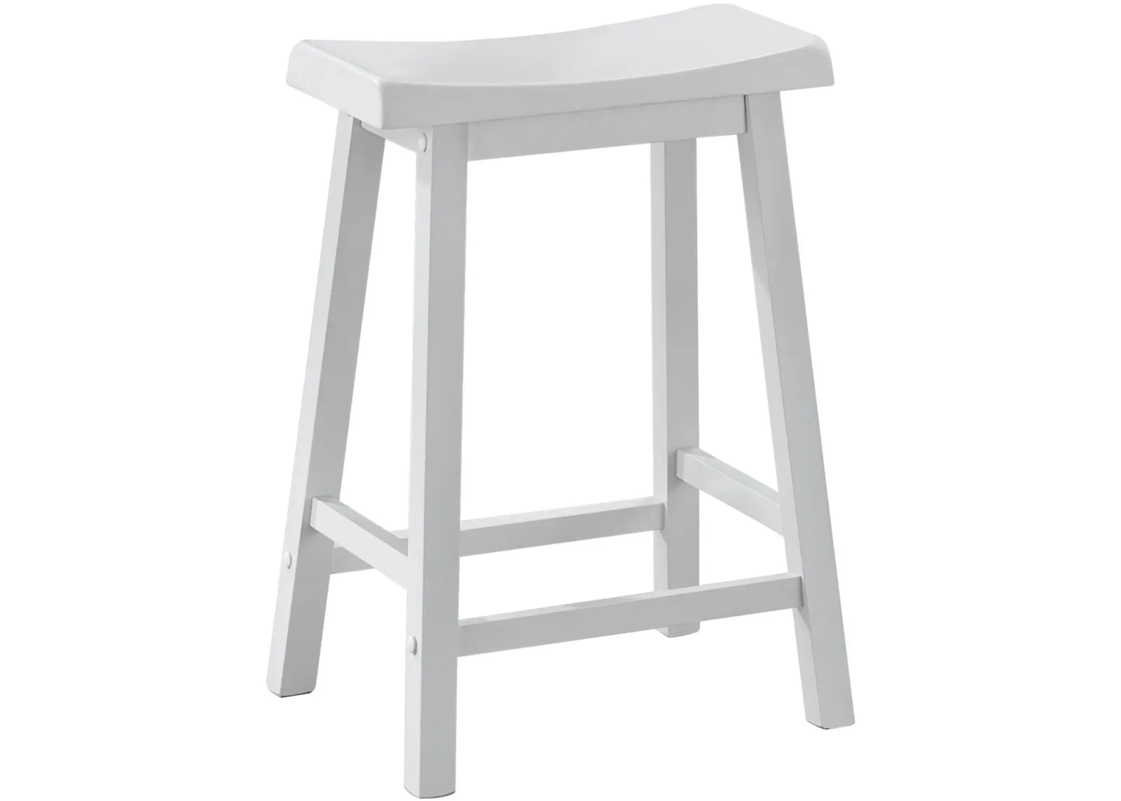 Bar Stool, Set Of 2, Counter Height, Saddle Seat, Kitchen, Wood, White, Contemporary, Modern