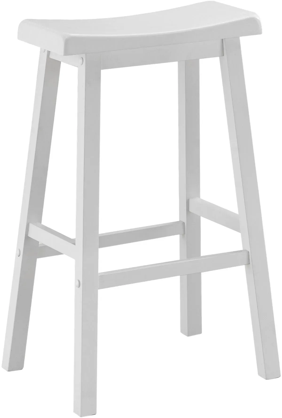 Bar Stool, Set Of 2, Bar Height, Saddle Seat, Wood, White, Contemporary, Modern