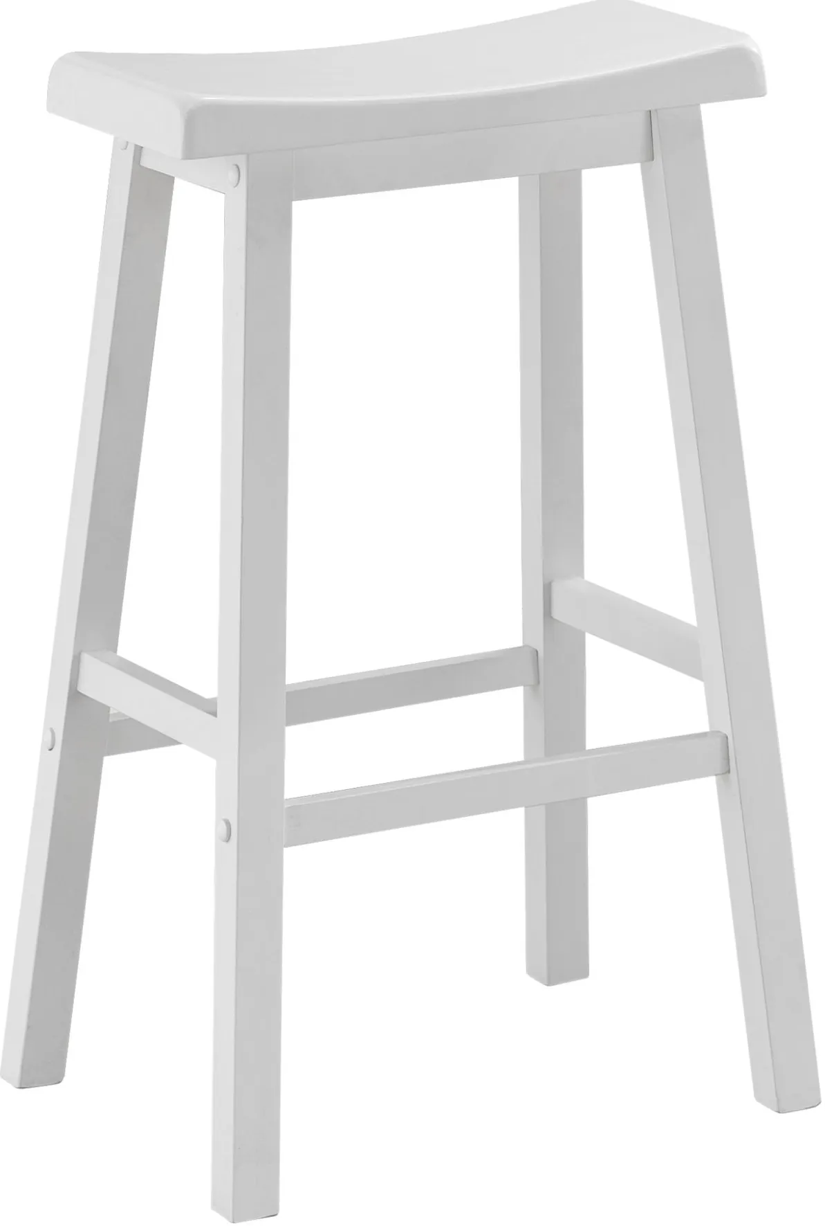 Bar Stool, Set Of 2, Bar Height, Saddle Seat, Wood, White, Contemporary, Modern