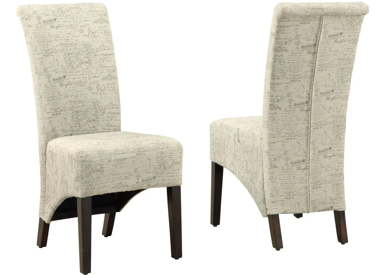 Dining Chair, Set Of 2, Side, Upholstered, Kitchen, Dining Room, Fabric, Wood Legs, Beige, Black, Transitional