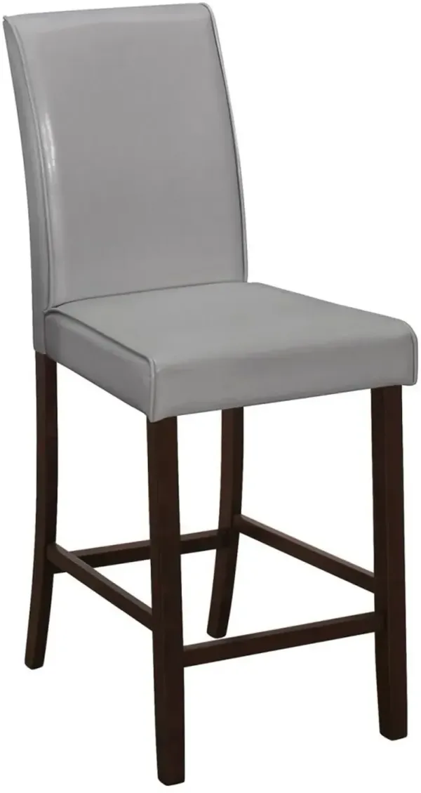 Dining Chair, Set Of 2, Counter Height, Upholstered, Kitchen, Dining Room, Pu Leather Look, Wood Legs, Grey, Brown, Transitional