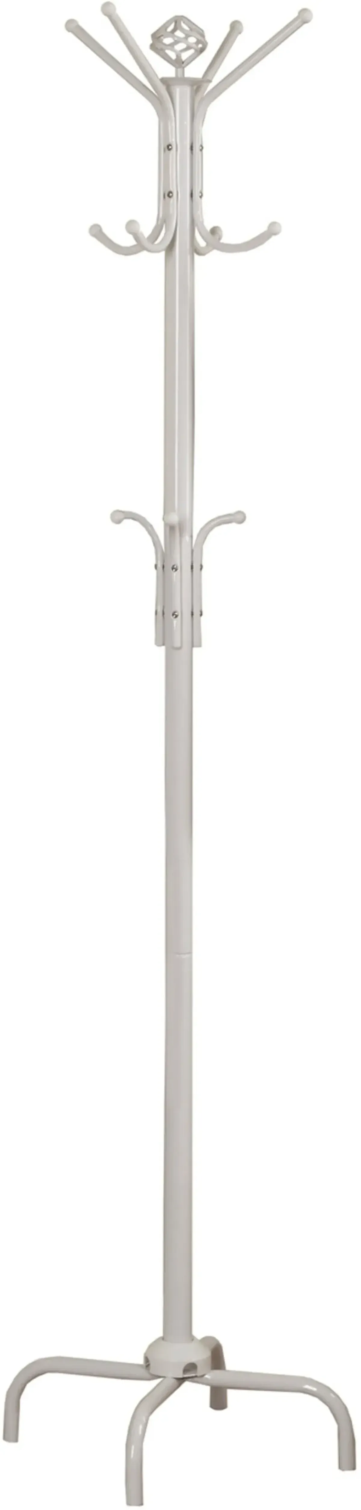 Coat Rack, Hall Tree, Free Standing, 12 Hooks, Entryway, 70"H, Bedroom, Metal, White, Contemporary, Modern