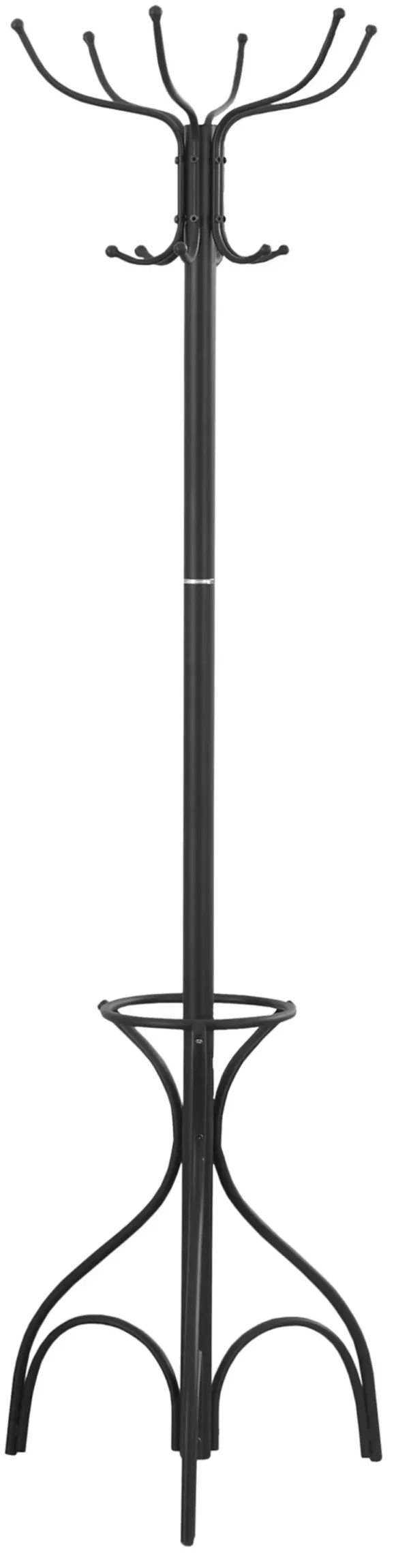 Coat Rack, Hall Tree, Free Standing, 12 Hooks, Entryway, 70"H, Umbrella Holder, Bedroom, Metal, Black, Transitional