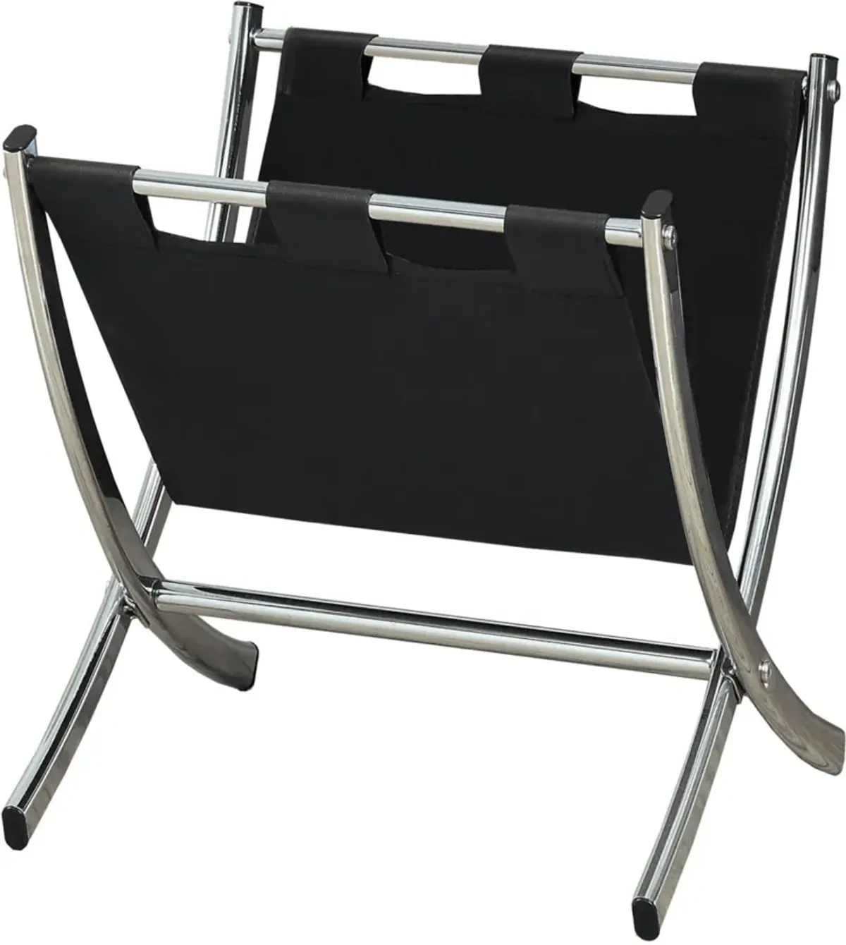 Magazine Rack, Organizer, Holder, Standing, Storage, Bathroom, Office, Bedroom, Pu Leather Look, Metal, Black, Chrome, Contemporary, Modern