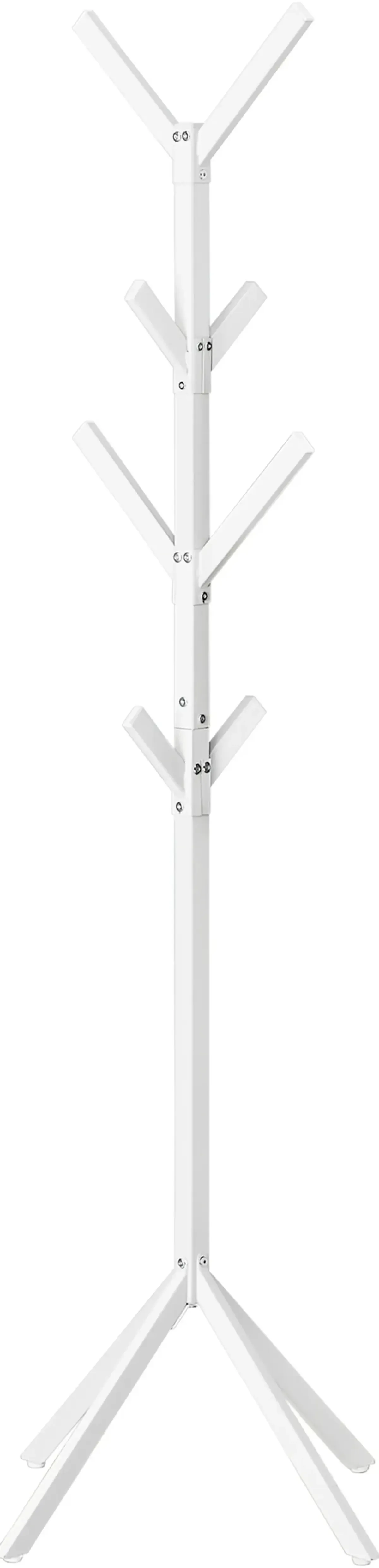 Coat Rack, Hall Tree, Free Standing, 8 Hooks, Entryway, 70"H, Bedroom, Metal, White, Contemporary, Modern