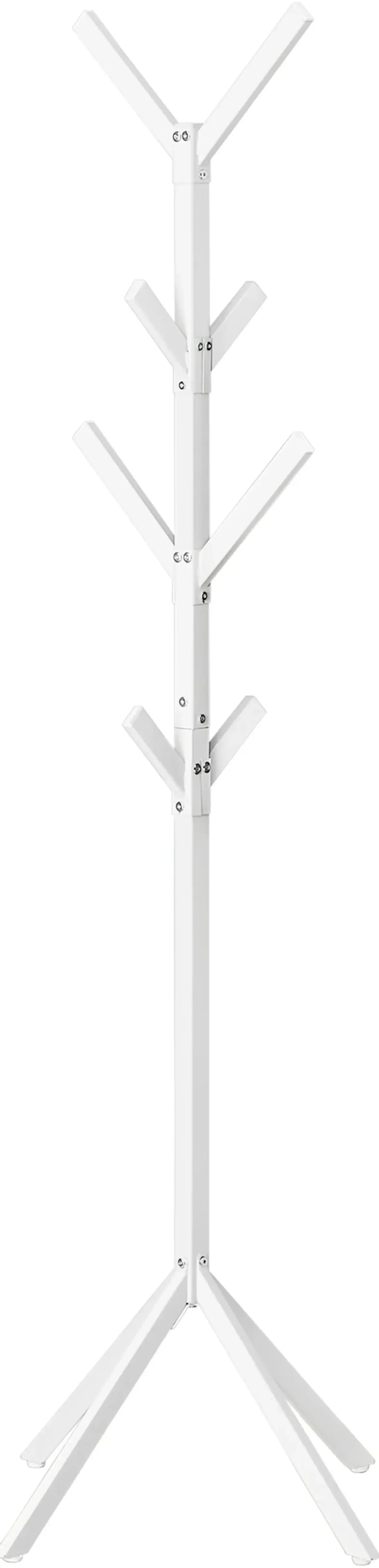 Coat Rack, Hall Tree, Free Standing, 8 Hooks, Entryway, 70"H, Bedroom, Metal, White, Contemporary, Modern