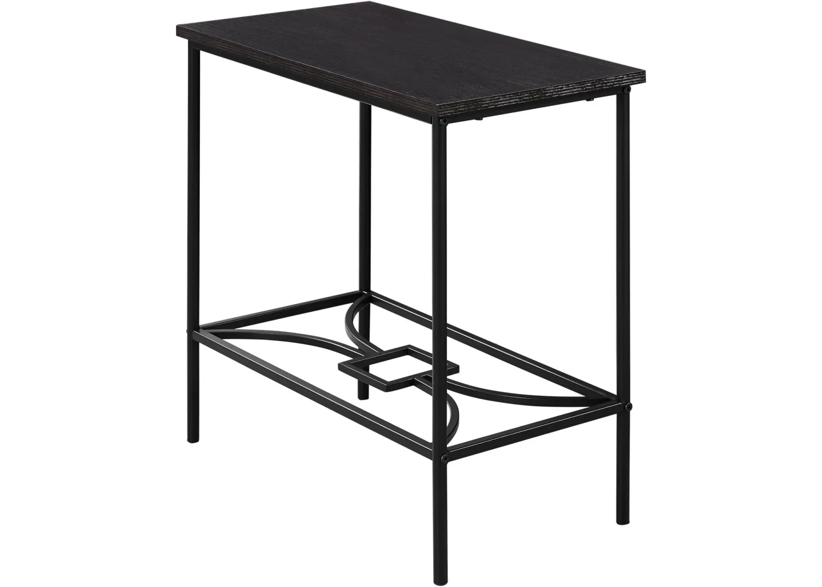 Accent Table, Side, End, Narrow, Small, 2 Tier, Living Room, Bedroom, Metal, Laminate, Brown, Black, Contemporary, Modern