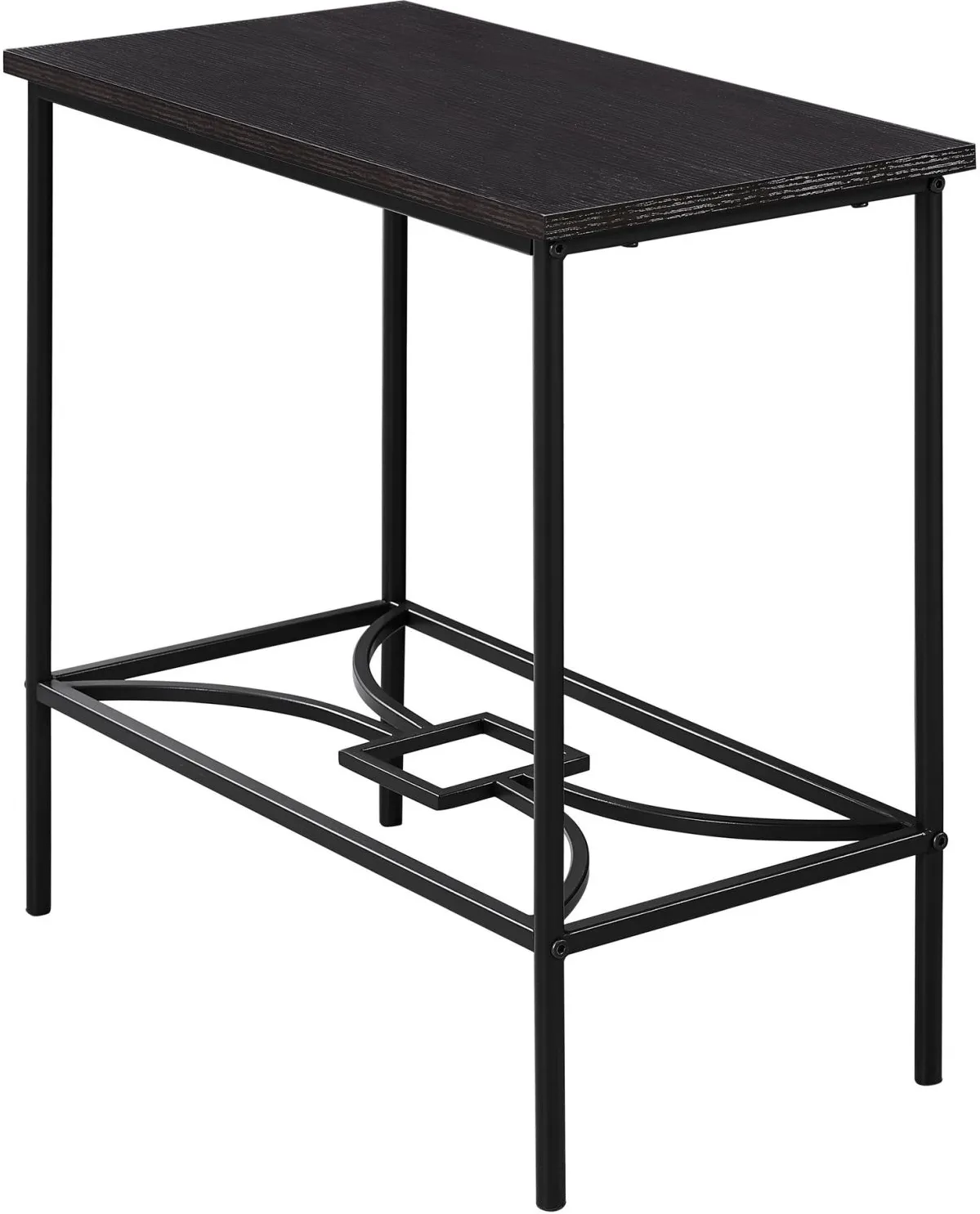 Accent Table, Side, End, Narrow, Small, 2 Tier, Living Room, Bedroom, Metal, Laminate, Brown, Black, Contemporary, Modern