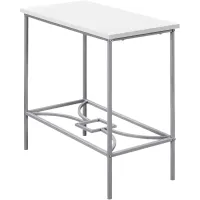 Accent Table, Side, End, Narrow, Small, 2 Tier, Living Room, Bedroom, Metal, Laminate, White, Grey, Contemporary, Modern