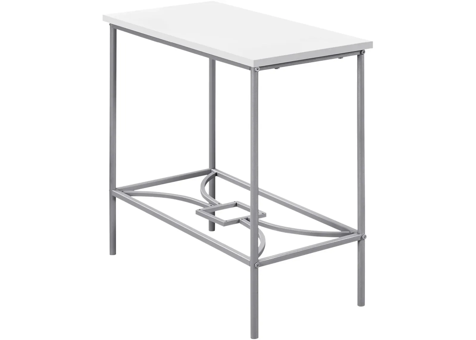 Accent Table, Side, End, Narrow, Small, 2 Tier, Living Room, Bedroom, Metal, Laminate, White, Grey, Contemporary, Modern