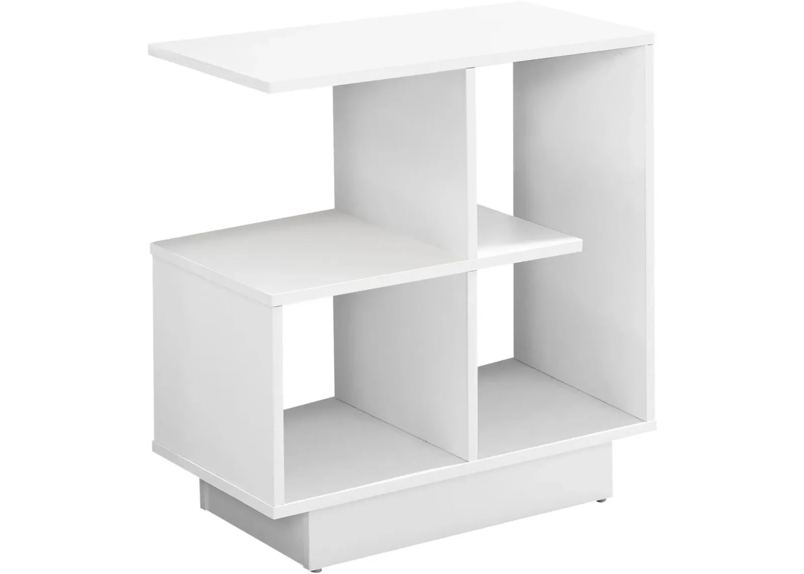 Accent Table, Side, End, Narrow, Small, 3 Tier, Living Room, Bedroom, Laminate, White, Contemporary, Modern