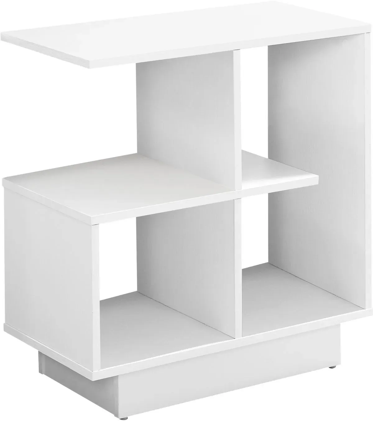 Accent Table, Side, End, Narrow, Small, 3 Tier, Living Room, Bedroom, Laminate, White, Contemporary, Modern