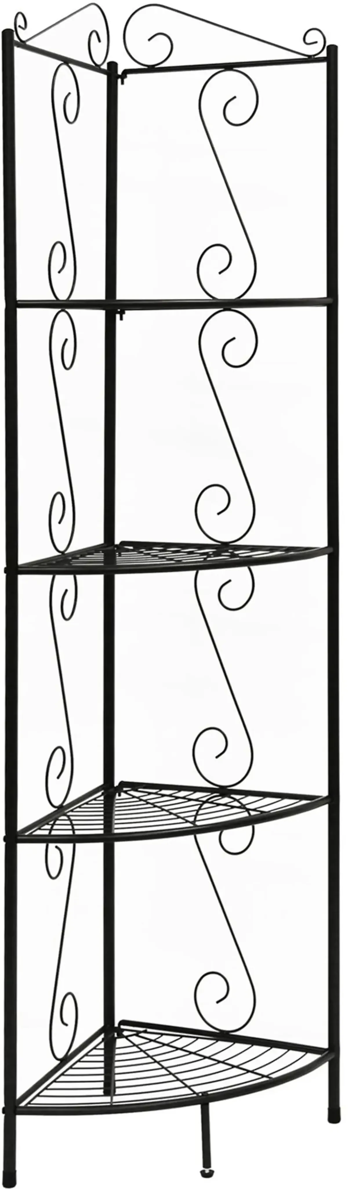 Bookshelf, Bookcase, Etagere, Corner, 4 Tier, 70"H, Office, Bedroom, Metal, Brown, Traditional