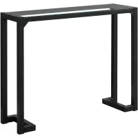 Accent Table, Console, Entryway, Narrow, Sofa, Living Room, Bedroom, Metal, Tempered Glass, Black, Clear, Contemporary, Modern