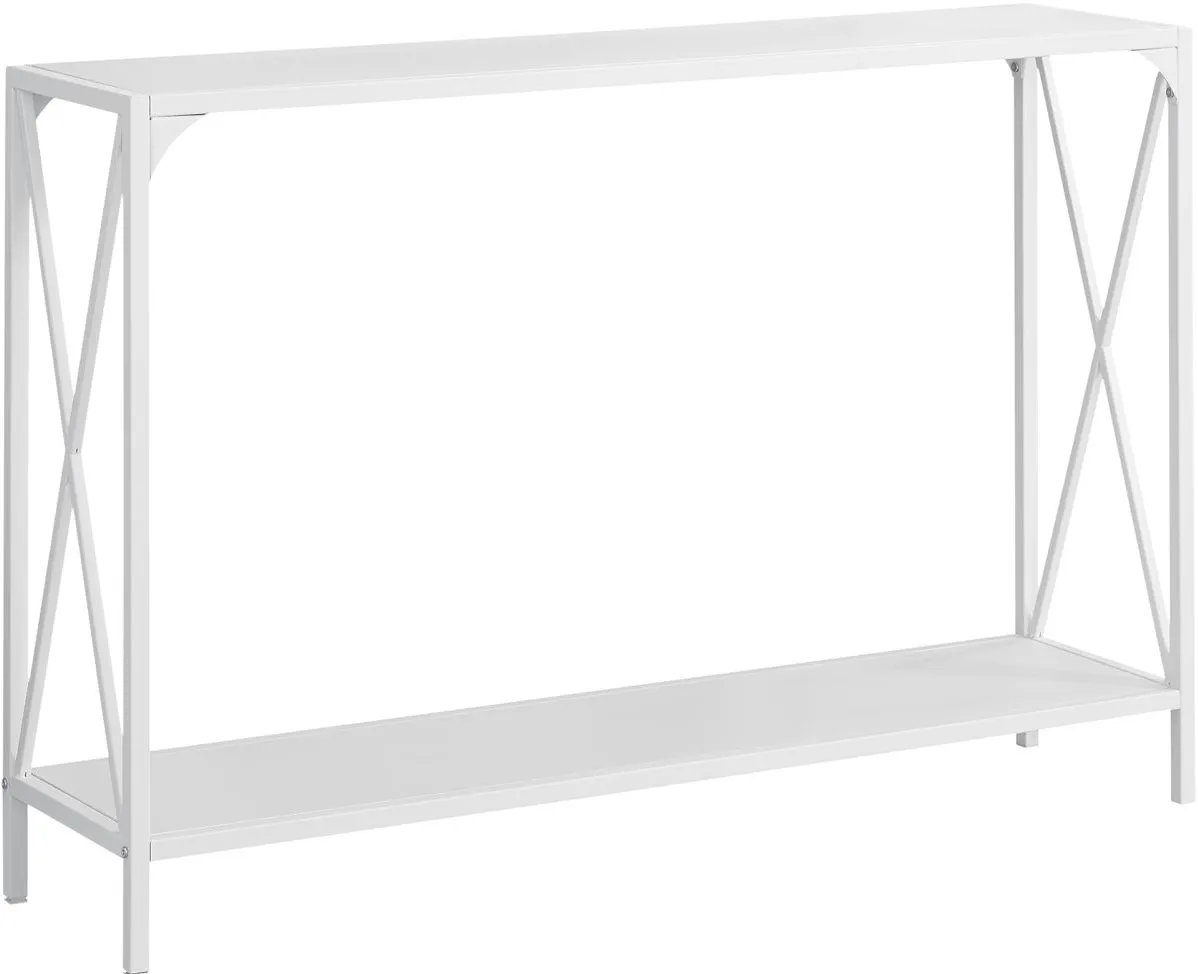 Accent Table, Console, Entryway, Narrow, Sofa, Living Room, Bedroom, Metal, Laminate, White, Contemporary, Modern