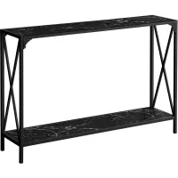 Accent Table, Console, Entryway, Narrow, Sofa, Living Room, Bedroom, Metal, Laminate, Black Marble Look, Contemporary, Modern