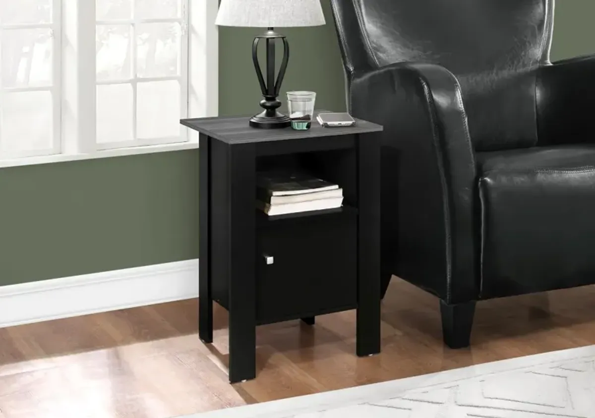 Accent Table, Side, End, Nightstand, Lamp, Storage, Living Room, Bedroom, Laminate, Black, Grey, Transitional