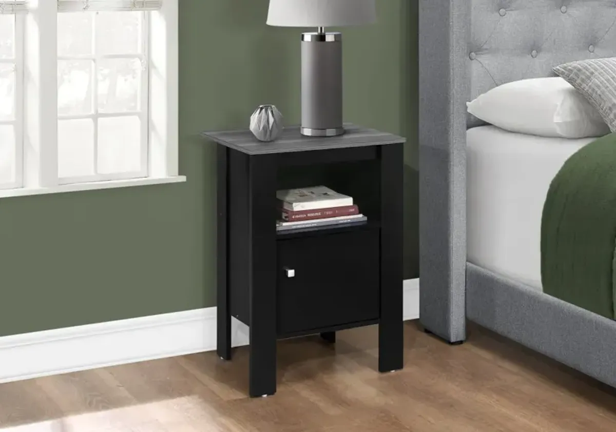 Accent Table, Side, End, Nightstand, Lamp, Storage, Living Room, Bedroom, Laminate, Black, Grey, Transitional