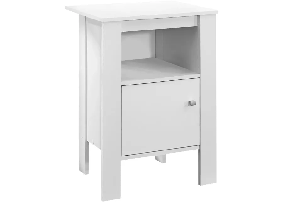 Accent Table, Side, End, Nightstand, Lamp, Storage, Living Room, Bedroom, Laminate, White, Transitional