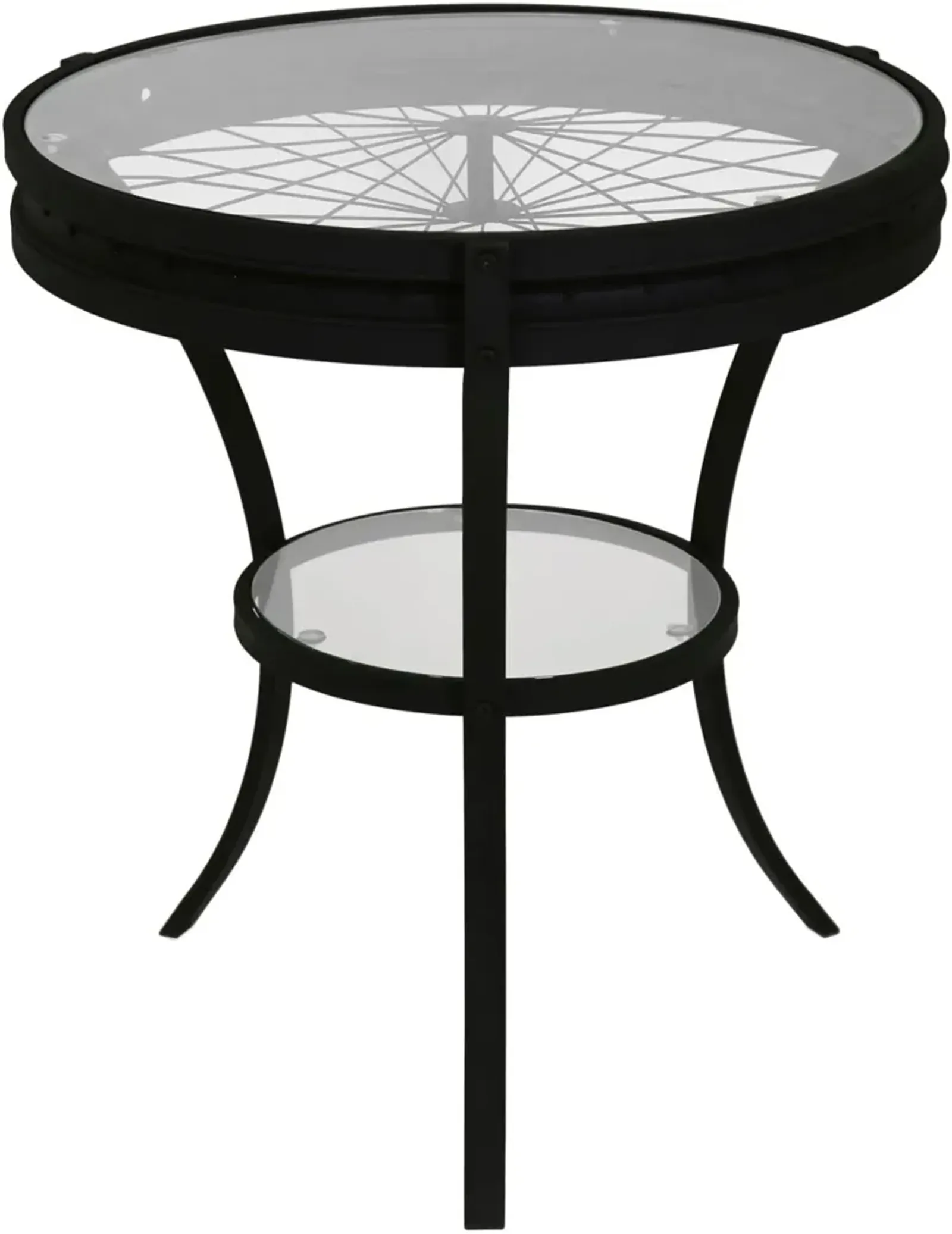 Accent Table, Side, End, Nightstand, Lamp, Round, Living Room, Bedroom, Metal, Tempered Glass, Black, Clear, Transitional