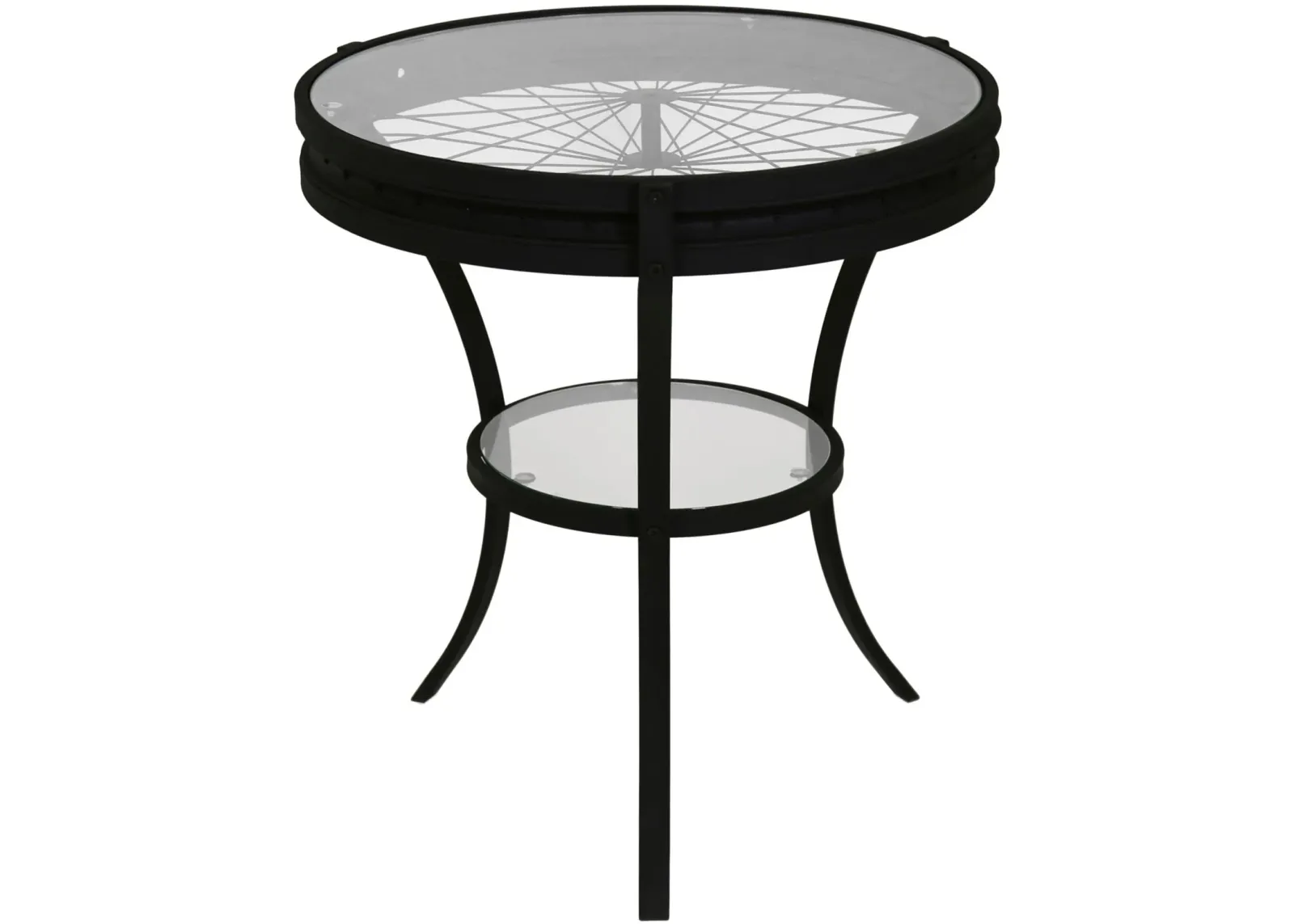 Accent Table, Side, End, Nightstand, Lamp, Round, Living Room, Bedroom, Metal, Tempered Glass, Black, Clear, Transitional