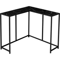 Accent Table, Console, Entryway, Narrow, Corner, Living Room, Bedroom, Metal, Laminate, Black Marble Look, Contemporary, Modern