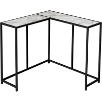 Accent Table, Console, Entryway, Narrow, Corner, Living Room, Bedroom, Metal, Laminate, White Marble Look, Black, Contemporary, Modern