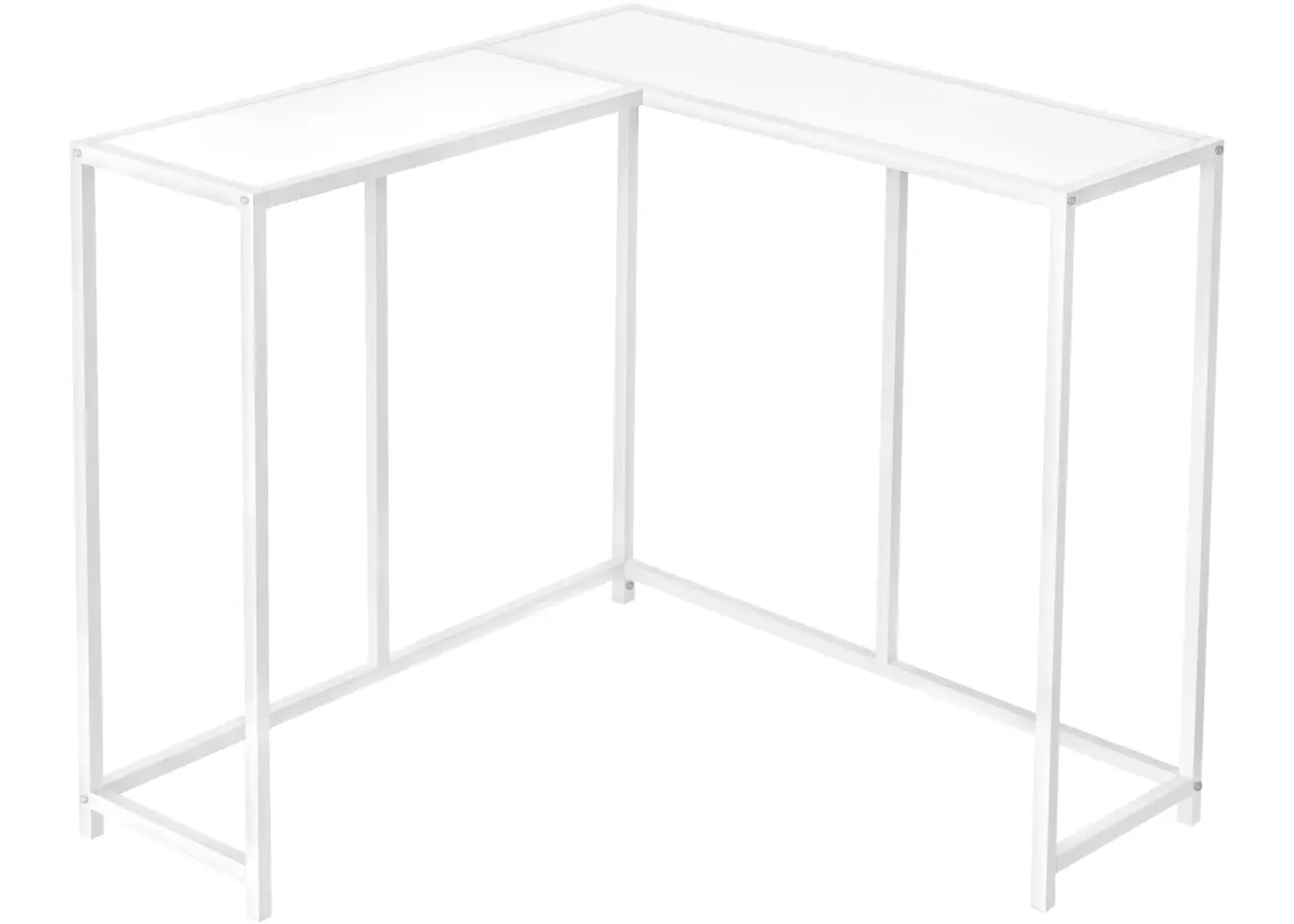 Accent Table, Console, Entryway, Narrow, Corner, Living Room, Bedroom, Metal, Laminate, White, Contemporary, Modern