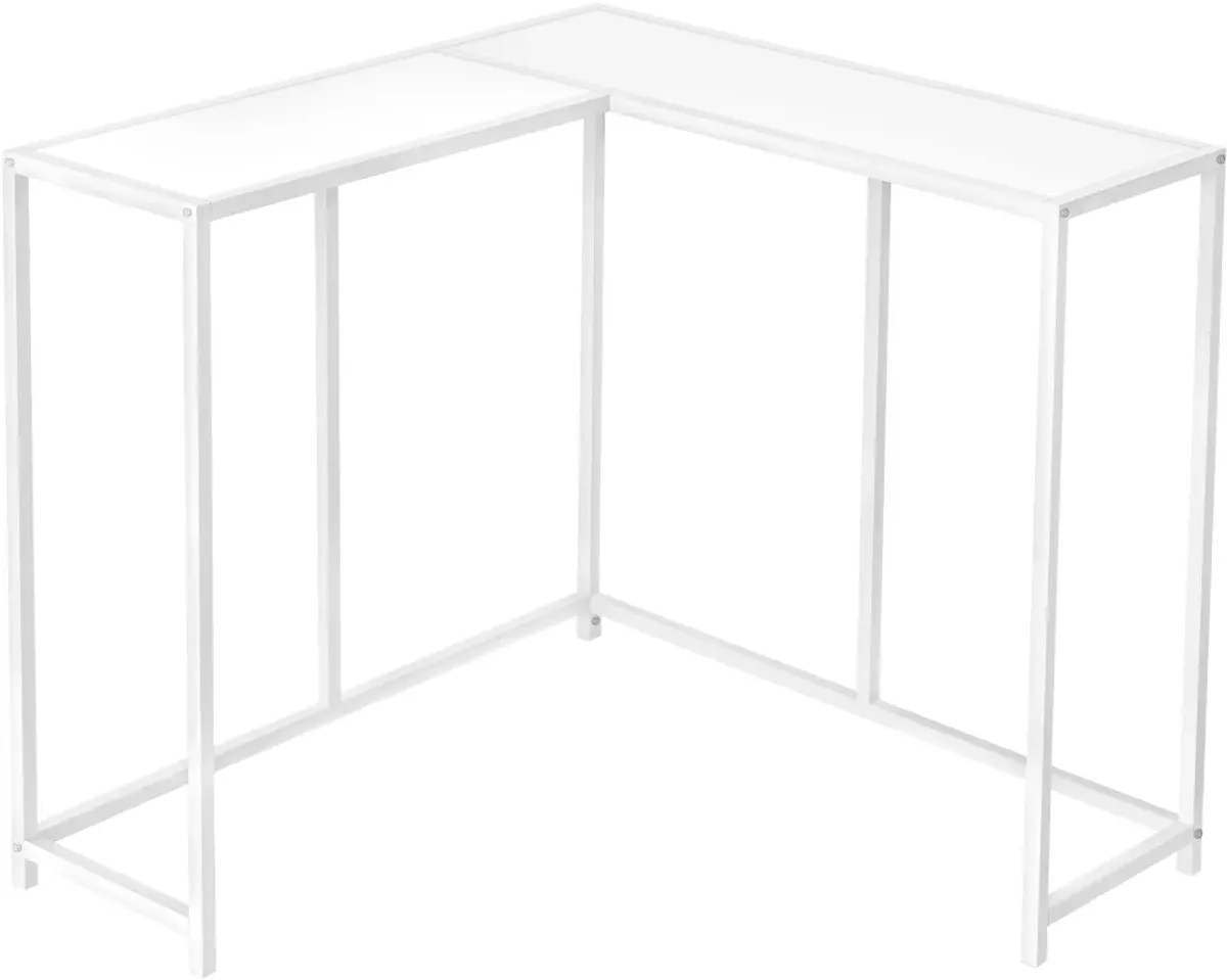 Accent Table, Console, Entryway, Narrow, Corner, Living Room, Bedroom, Metal, Laminate, White, Contemporary, Modern