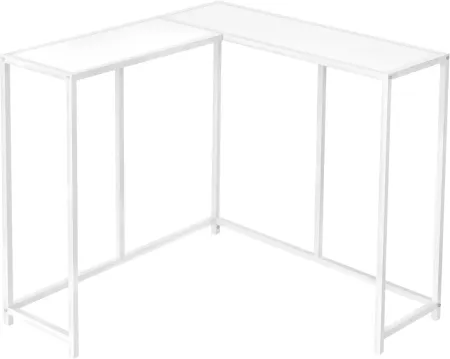 Accent Table, Console, Entryway, Narrow, Corner, Living Room, Bedroom, Metal, Laminate, White, Contemporary, Modern