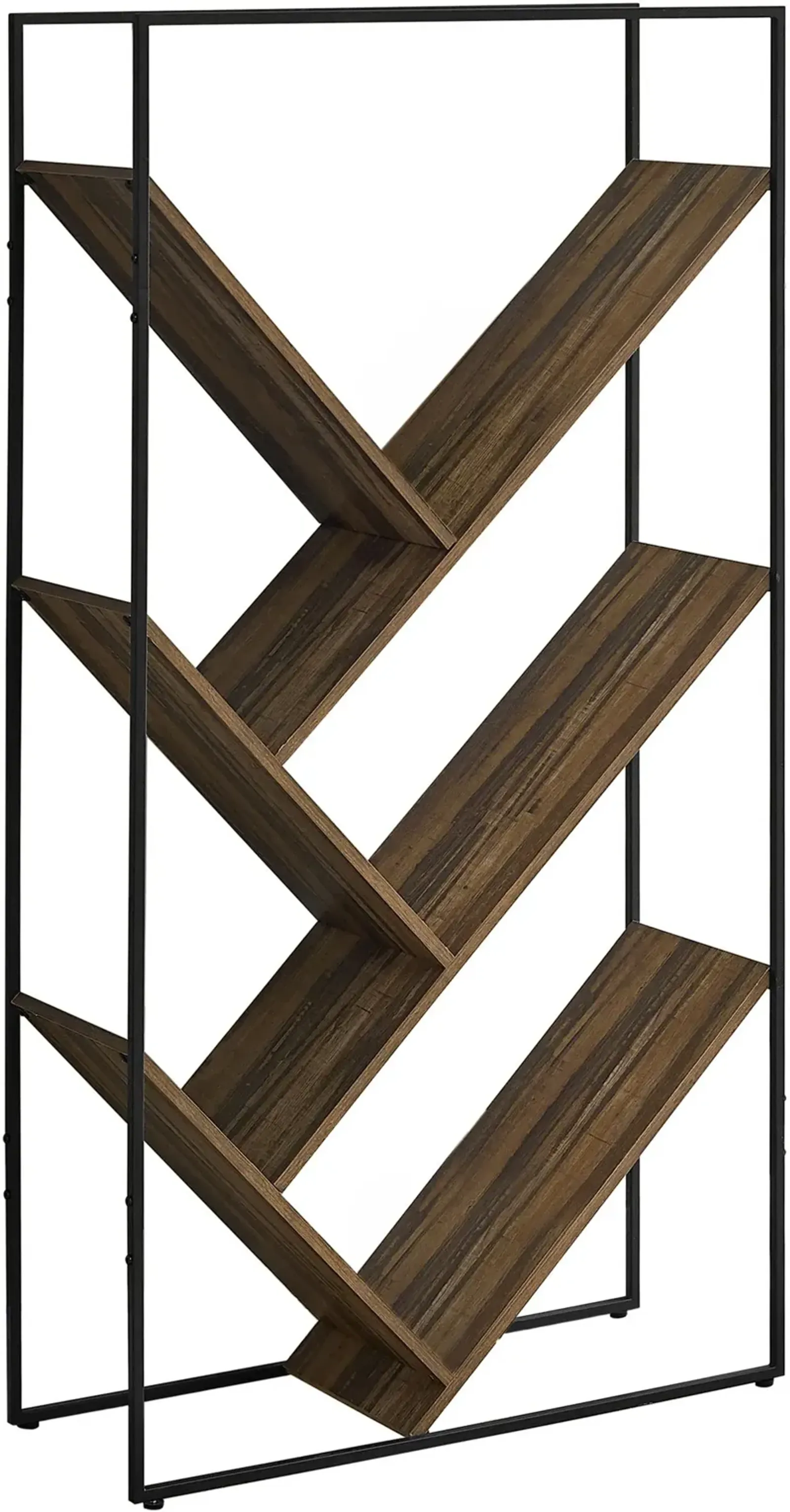 Bookshelf, Bookcase, Etagere, 3 Tier, 60"H, Office, Bedroom, Metal, Laminate, Black, Brown, Contemporary, Modern