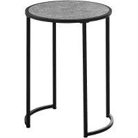 Accent Table, Side, Round, End, Nightstand, Lamp, Living Room, Bedroom, Metal, Laminate, Grey, Black, Contemporary, Modern