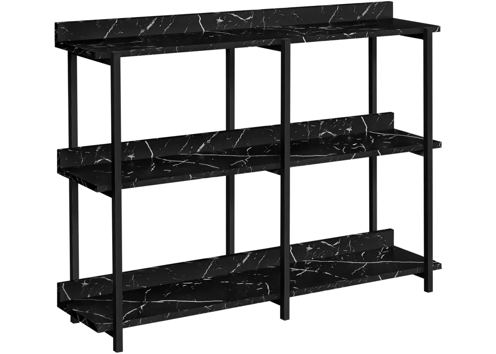 Accent Table, Console, Entryway, Narrow, Sofa, Living Room, Bedroom, Metal, Laminate, Black Marble Look, Contemporary, Modern