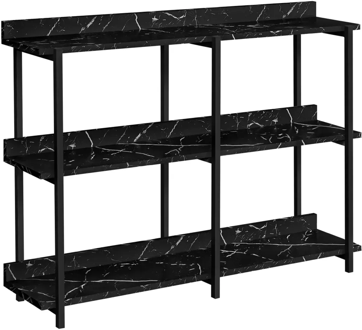 Accent Table, Console, Entryway, Narrow, Sofa, Living Room, Bedroom, Metal, Laminate, Black Marble Look, Contemporary, Modern