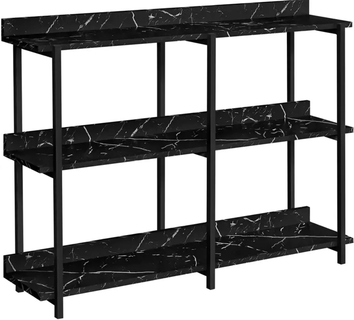 Accent Table, Console, Entryway, Narrow, Sofa, Living Room, Bedroom, Metal, Laminate, Black Marble Look, Contemporary, Modern